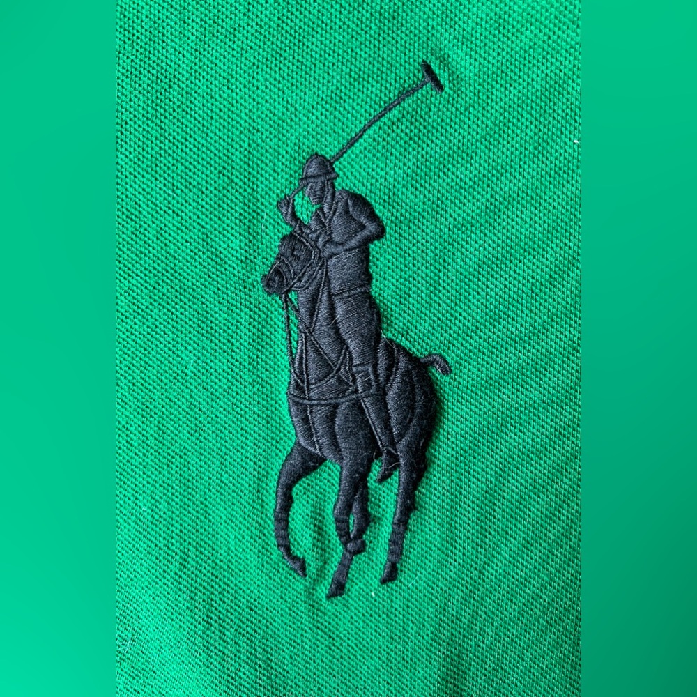 Men’s XL custom slim fit green Polo Ralph Lauren polo shirt.
